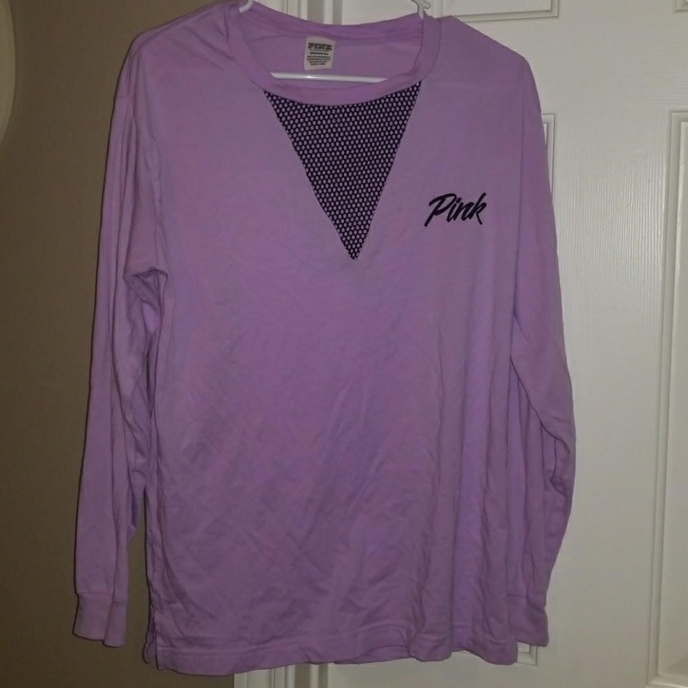 Light purple mesh long sleeve top